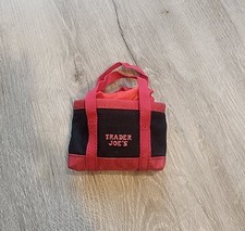 Trader Joe's Black Micro Tote With Grocery Bag 2 In 1 Mini Ltd Edition Blk Red