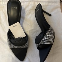 Mango BNWT Embellished Black And Silver Heels - UK6/39