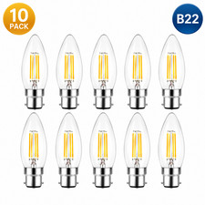 10 Pack B22 LED Candle Bulbs Dimmable Warm White 2700K 40W Equivalent