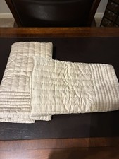West Elm Tencel Silky Pick Stitch Quilt Taupe 2 Shams 20x26