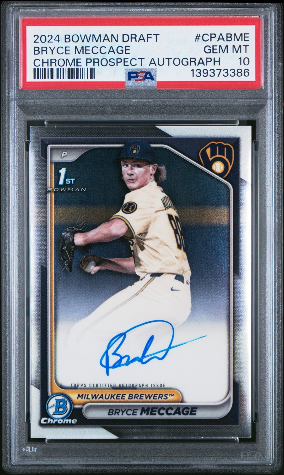 2024 BOWMAN DRAFT CHROME AUTO #CPABME BRYCE MECCAGE PSA 10