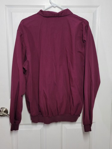 John Blair Men's Large Maroon Zip Front Long Sleeve Poly/Cotton Shirt Vintage - Picture 5 of 7