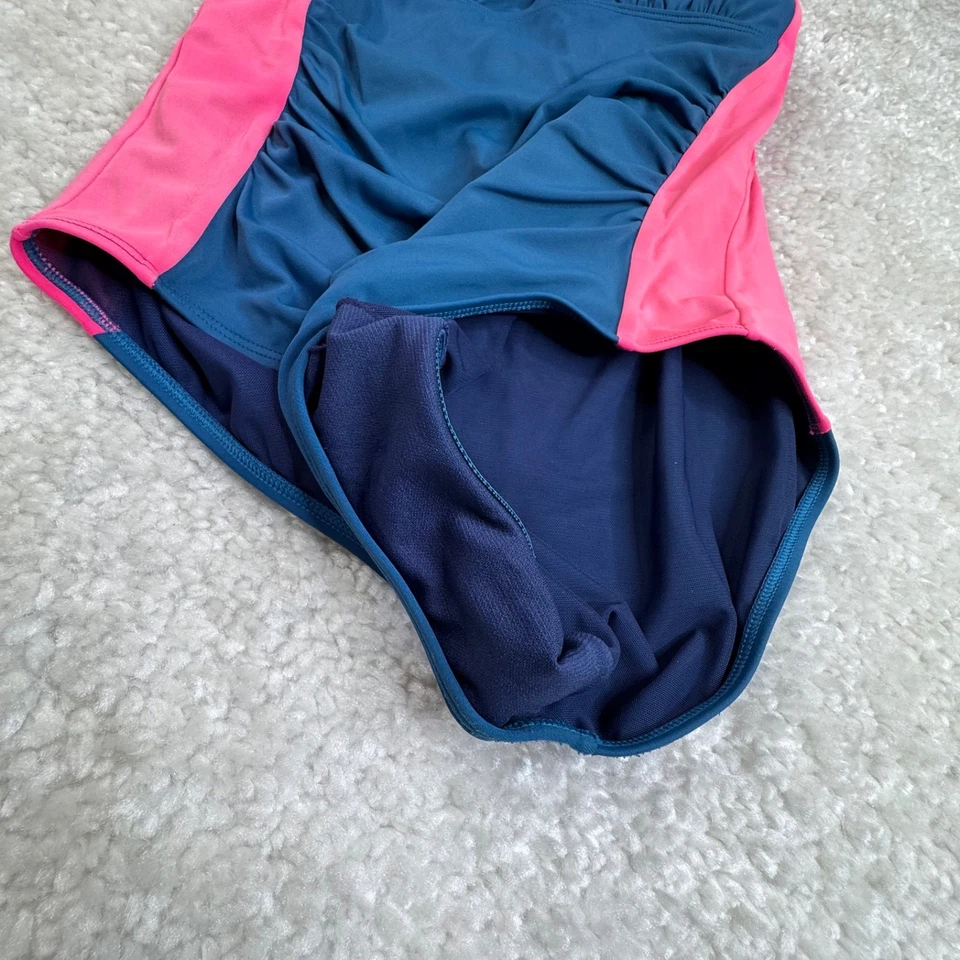 Boden Minori Halter One Piece Swimsuit Blue Pink Colorblock Womens 10 FLAW - Image 4 of 4