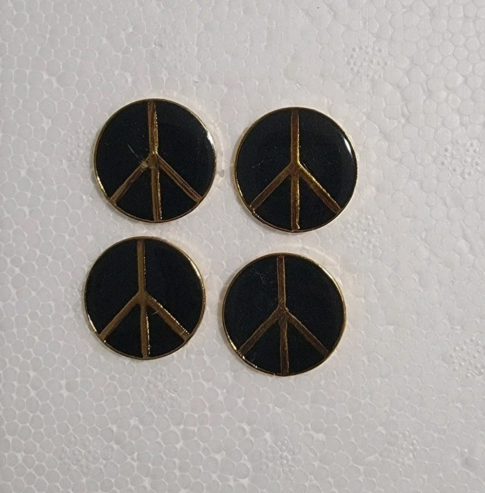 Signo de la Paz Negro Símbolo de la Paz Sombrero Gorra Solapa Prendedor Lote de 4 Foto 3 de 4