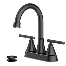 Bathroom Sink Faucet 4 Inch 2 Handle Centerset Oil Rubbed Bronze Lead-Free Mo...