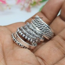 925 Silver Stackable Ring Set of 11  Stacking rings  Silver band ring All Size