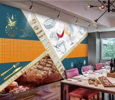 3D Geometry Steak Self-adhesive Removeable Wallpaper Wall Mural