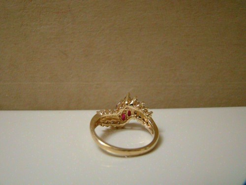 2.90Ct Marquise Cut Lab Created Ruby Engagement Ring 14k Yellow Gold Plated - Picture 2 of 4