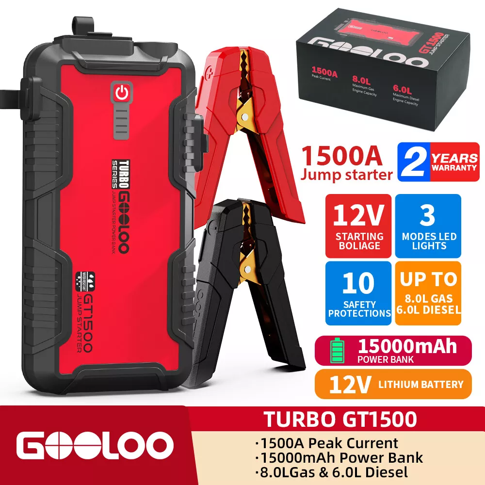GOOLOO GT1500 1500A Car Jump Starter Car Battery Charger Power