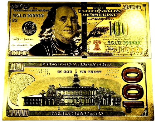 LOT X 100 NEW STYLE 999999 24K GOLD $100 BILL US GOLD BANKNOTES - Picture 3 of 5