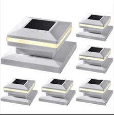 Solar Post Lights Dynaming 6 Pack Outdoor Decorative Post Cap Light 3000K White