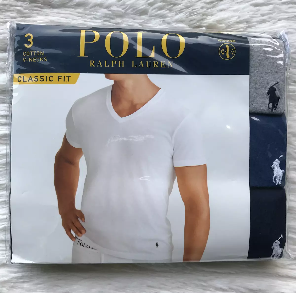 Polo Ralph Lauren Mens Cotton V Neck T-Shirt Classic Fit Medium 3 Pack NWT