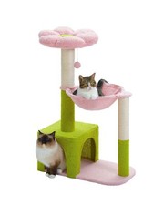 Flower Cat Tree with Large Metal Frame Hammock, 35" Cute Cat Tower ... Fast Ship