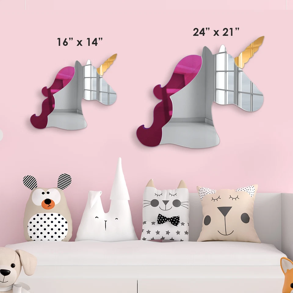 4 Obras de Arte - Espejo de Arte de Pared Unicornio Acrílico 3D, Habitación Temática Unicornio Bebé Niña Foto 3 de 4
