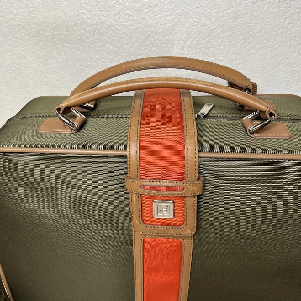 Mala de pernoite DVF Diane Von Furstenberg vintage retrô verde/laranja 19X15X17 - Imagem 3 de 4