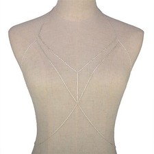 Body Chain Harness Jewellery Bikini Waist Gold Belly Chest Beach Necklace Bra XW