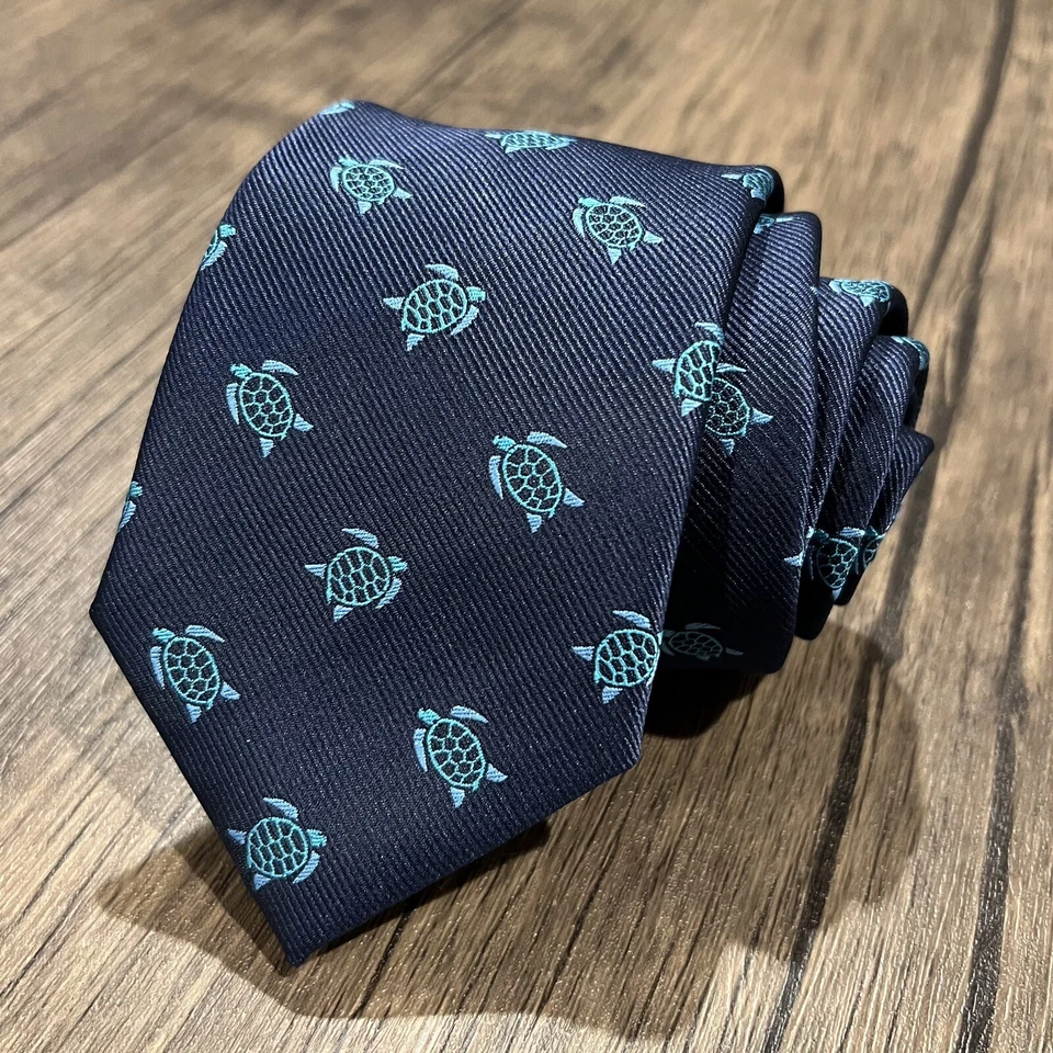 Juego de corbata de tortuga marina azul y barra de corbata a juego para hombre regalo elegante corbata clip Foto 4 de 4