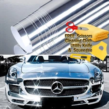 480" x 60" Silver Chrome Mirror Vinyl Film Wrap Sticker Stretchable 40ft x 5ft