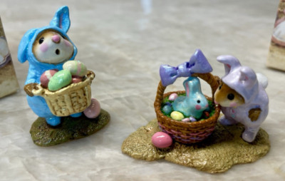 Wee Forest Folk Easter lot 2 - M-251 Bunny in Basket & M-82 Bunny Mouse MINT new