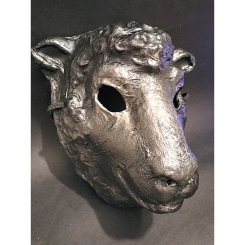 Original Paper Mache Black Sheep Mask, Farm Animal Mask, Papier Mache Mask, - Picture 3 of 9