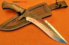 15" Custom Hand Forged Carbon Steel Hunting Full Tang Bowie knife Micarta Handle