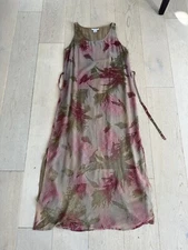 Citron Santa Monica Floral Silk Layered Sleeveless Long Tank Maxi Dress Sz M