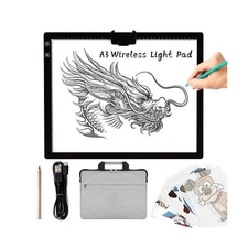 TOHETO A3 Rechargeable Led Bright Light Pad with Carry Bag, 6-Level and Stepl...