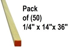 (50) Madison 444550 1/4" x 1/4" x 36" Square Poplar Wood Dowels Made in USA