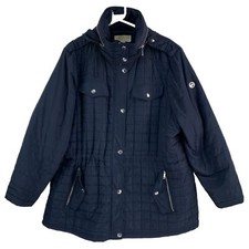 Michael Kors Navy Blue Padded Puffer Winter Women's Zip Up Coat Jacket | Uk 2x