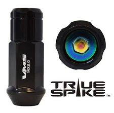 20PC TRUE SPIKE 57MM 12X1.5 FORGED STEEL LUG NUTS NEOCHROME CAPPED CLOSED END C