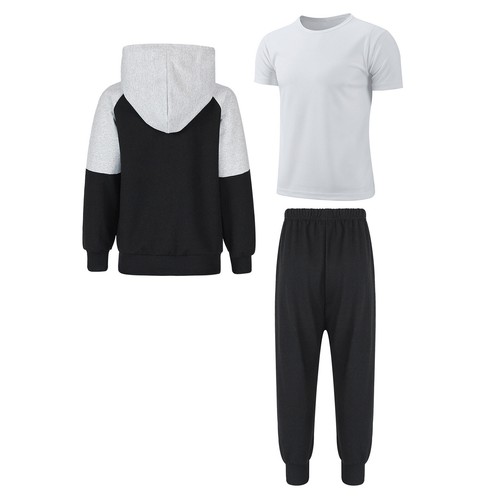 Kids Boys Suit Zip-up Set 3Pcs Outfit Workout Sportswear Fitness Uniform Pants - Picture 13 of 23