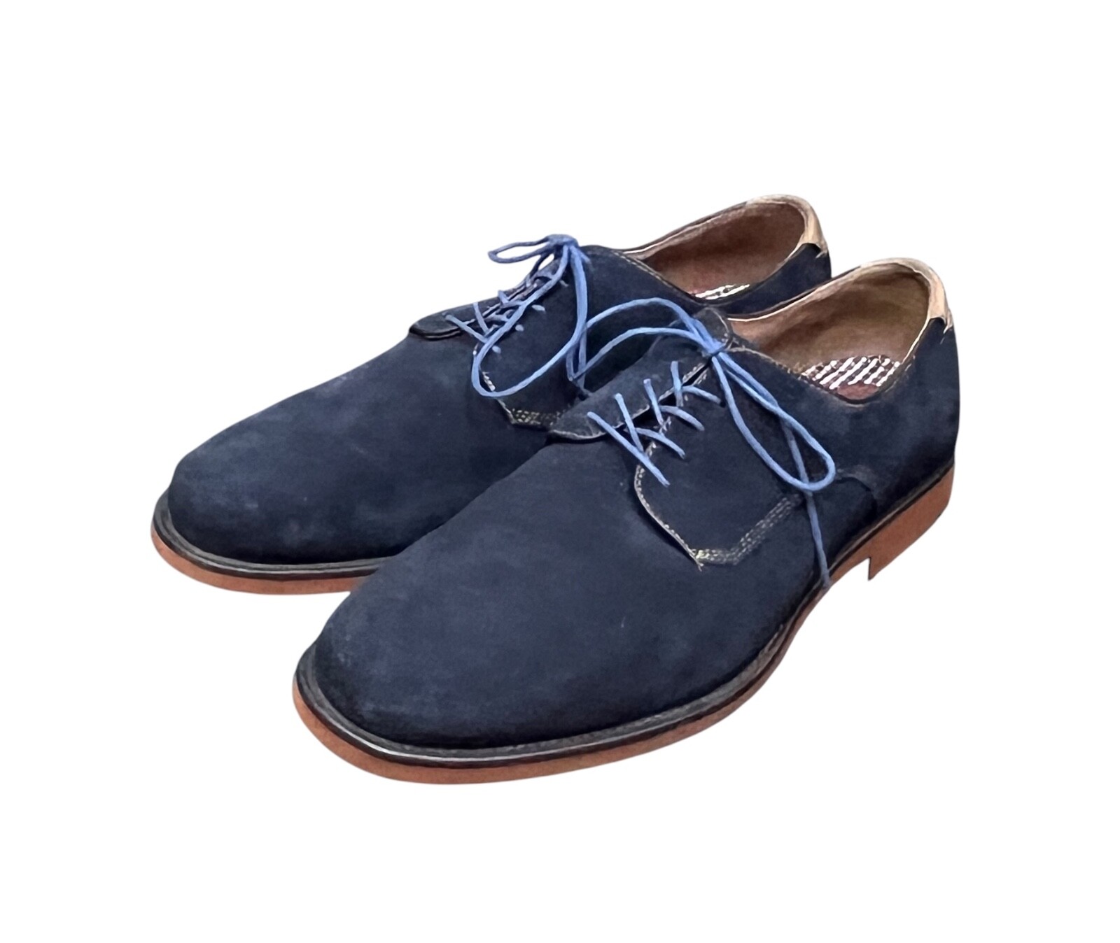 SAOLA JOHNSTON & MURPHY Scarpe Uomo 10.5 D Blu Punta Tinta Unita Derby Pelle di Pecora Flex Comfort