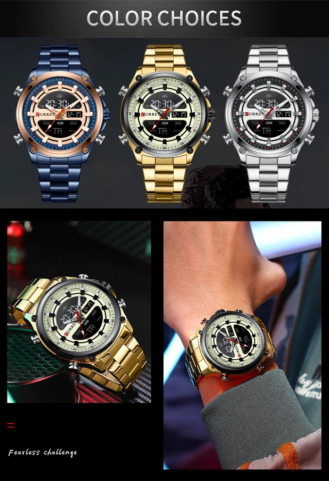 CURREN Men Digital Watch Big Case Chronograph Watch LED Wristwatch Sport Watches - Image 4 of 4
