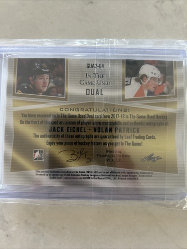2017-18 In the Game Used Jack Eichel Nolan Patrick Dual Patch Auto 16/30 - Picture 4 of 4