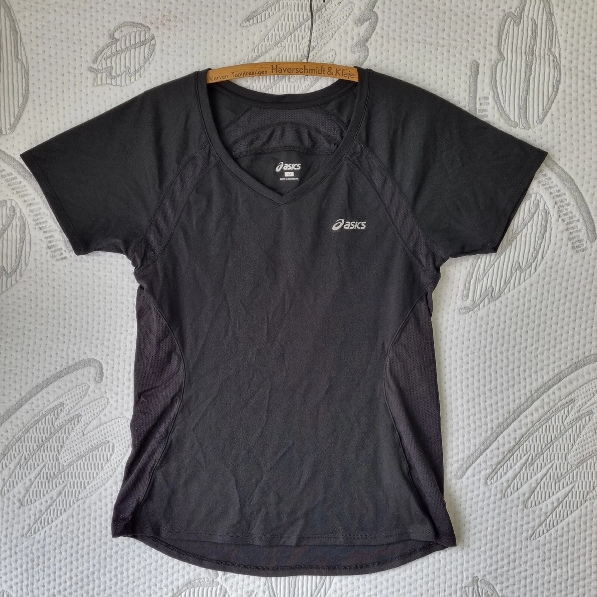 Asics Motion Dry Top Women s Size 14 Black Short Sleeve Sports T
