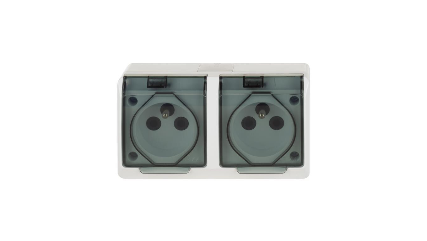 Hermes Hermetic double surface-mounted socket with grounding 16A IP44 wit /T2UK