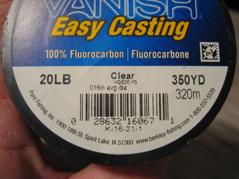 Línea de pesca Berkley Vanish Easy Casting 100 % fluorocarbono 20 lb 350 yardas transparente Foto 2 de 4