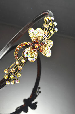 Antique Gold Flower Decor Metal Citrine Color Brown Crystal  display picture 2