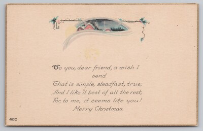 Merry Christmas Dear Friend Wish I Send That Is Simple Steadfast c1910s Postcard