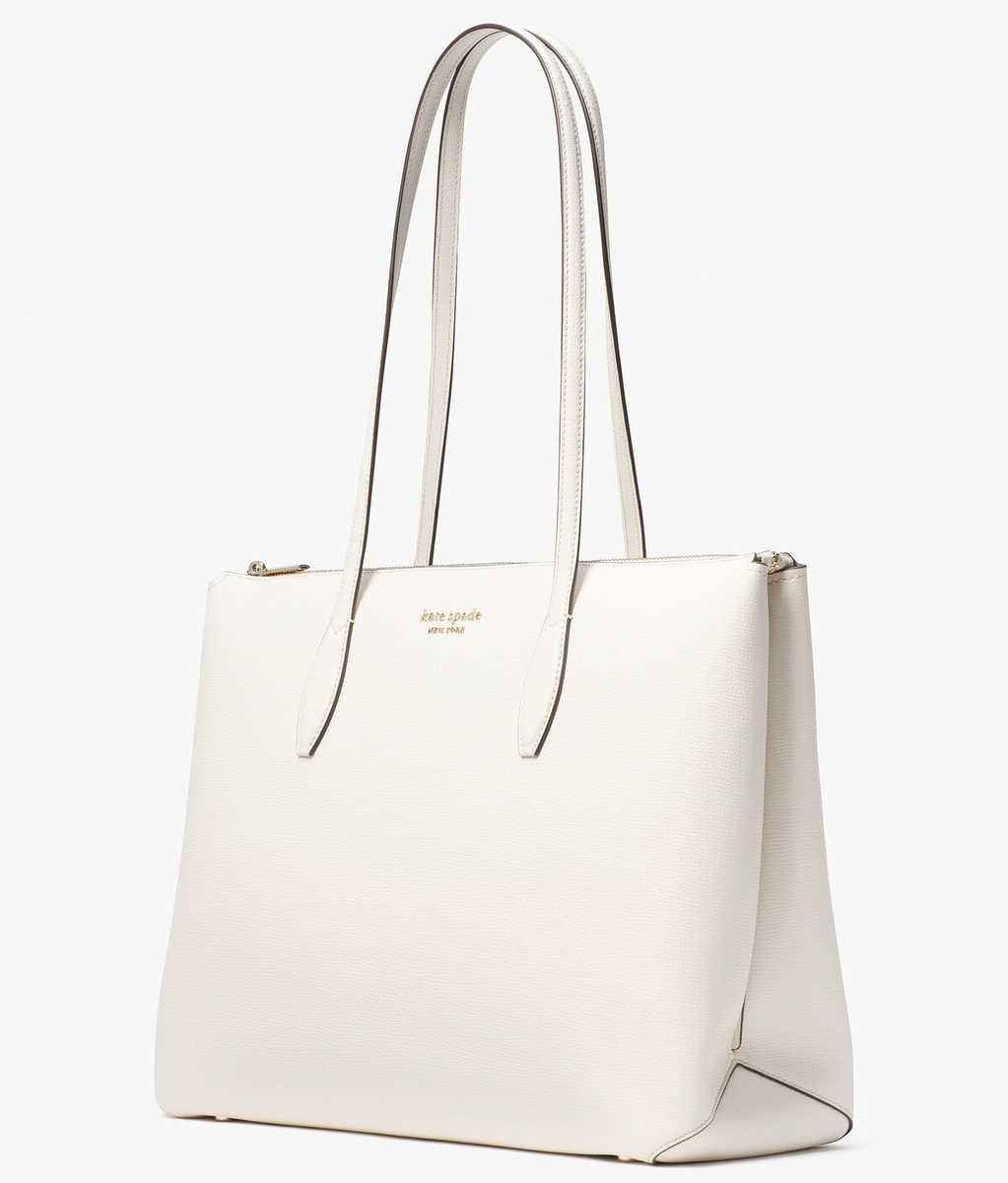 NWB Kate Spade All Day Large Zip Top Tote White Leather NWB Kate Spade All Day Large Zip Top Tote White Leather