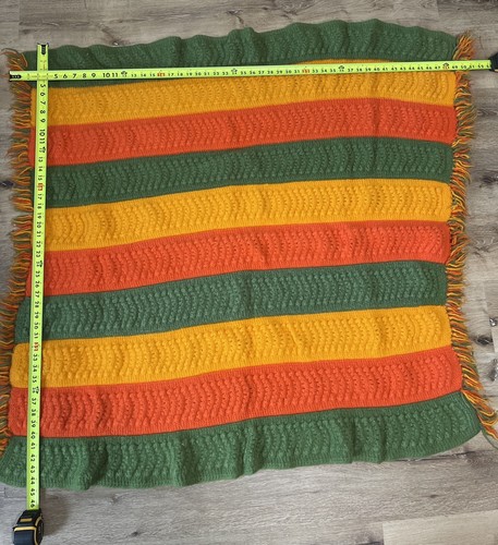 Vintage Handmade Granny Afghan Crochet Striped Blanket 45x50 - Picture 5 of 5