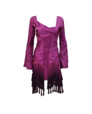 dark purple tassel dress Luxury Tassel Lilac Off Shoulder Evening Dress with Cape SS708