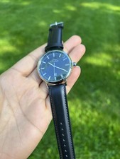 ELEVON LEATHER-BAND black WATCH WITH DATE wat...