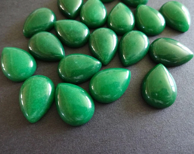 Natural Green Jade Loose Gemstone- Jade Pear 13x18mm AAA quality Beautiful  color