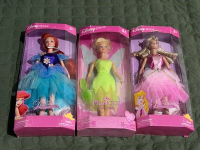 Disney Store Vintage Princess Dolls Ariel, Sleeping Beauty,Tinker Bell Set of 3