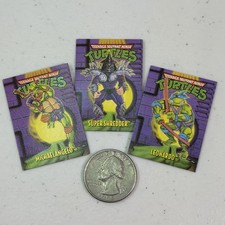 3 Vtg TMNT Mini Mutants Collector Card Lot Super Shredder Michaelangelo Leonardo