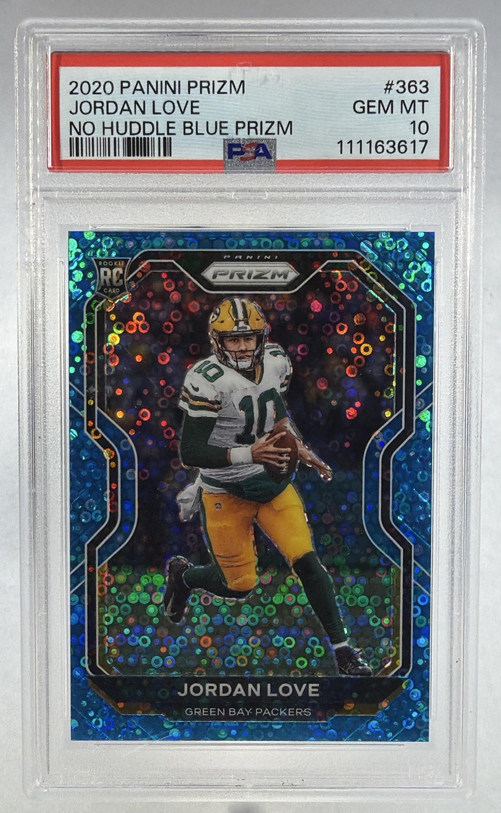 2020 Panini Prizm Jordan Love No Huddle Blue Prizm /79 PSA 10 #363