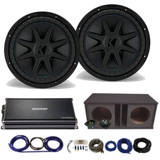 Kicker 44CVX122 CompVX Subwoofers with 43CXA18001 Amplifier & Paintable Sub Box