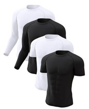 4 Pack Compression Shirts Small 2 Black 2 White Long Sleeve 2 Short Sleeve 2