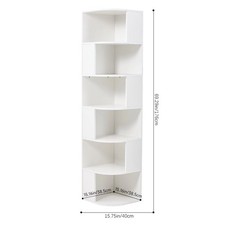 6 Tier L-Shaped Corner Storage Organizer Rack Display Shelves Wooden Bookshelf